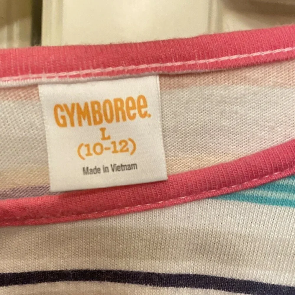 Gymboree Girl’s‎ Lightweight Cotton Striped Dress Pink Green White Sz 10-12